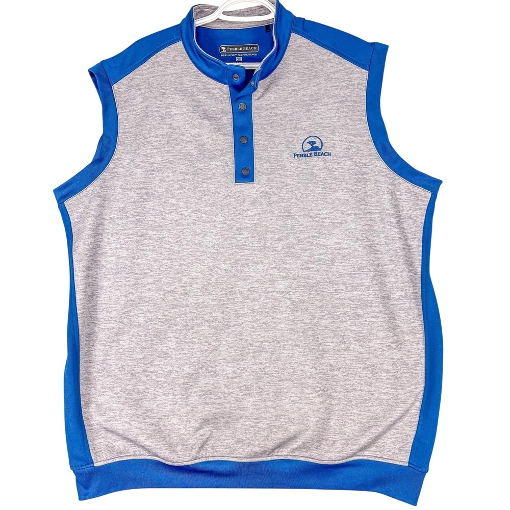 Pebble Beach‎ Tank Mens 2XL Blue Gray Dry-Luxe Henley Golf Performance Pullover